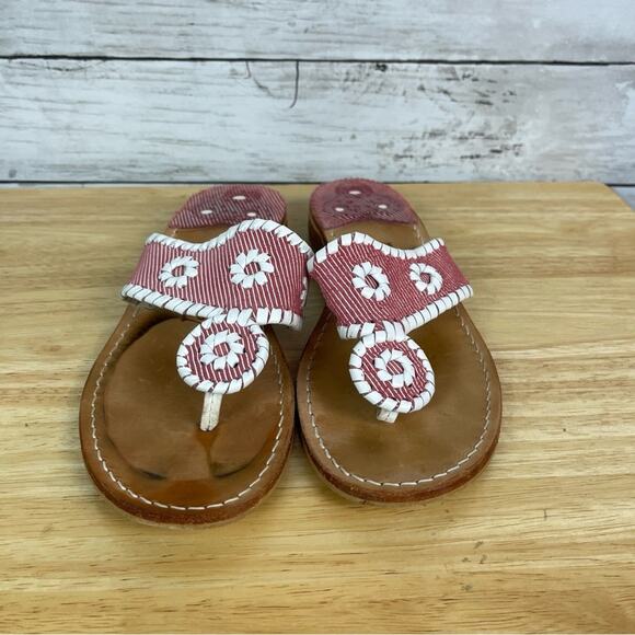 Jack Rodgers Red White Stripe Sandals - Picture 2 of 7
